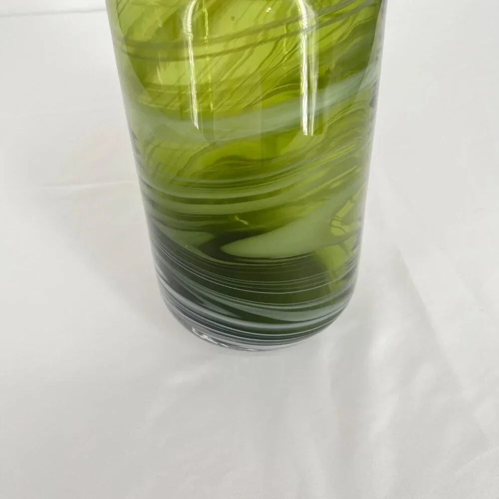 Ikea Iina Vuorivirta Hand‎ Blown Olive Green Swirl Vase PS 2017 Collection